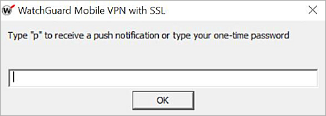 Screenshot that shows the authentication prompt when you authenticate with Mobile VPN with SSL.